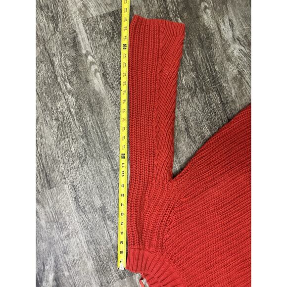 Cupio Women’s Medium Red Chunky Knit Sweater Crew Neck Cozy Warm Pullover - Picture 6 of 6